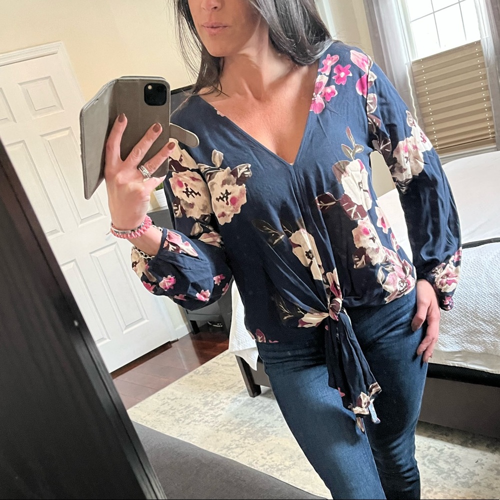 Vici Dolls Floral Tie Front Blouse